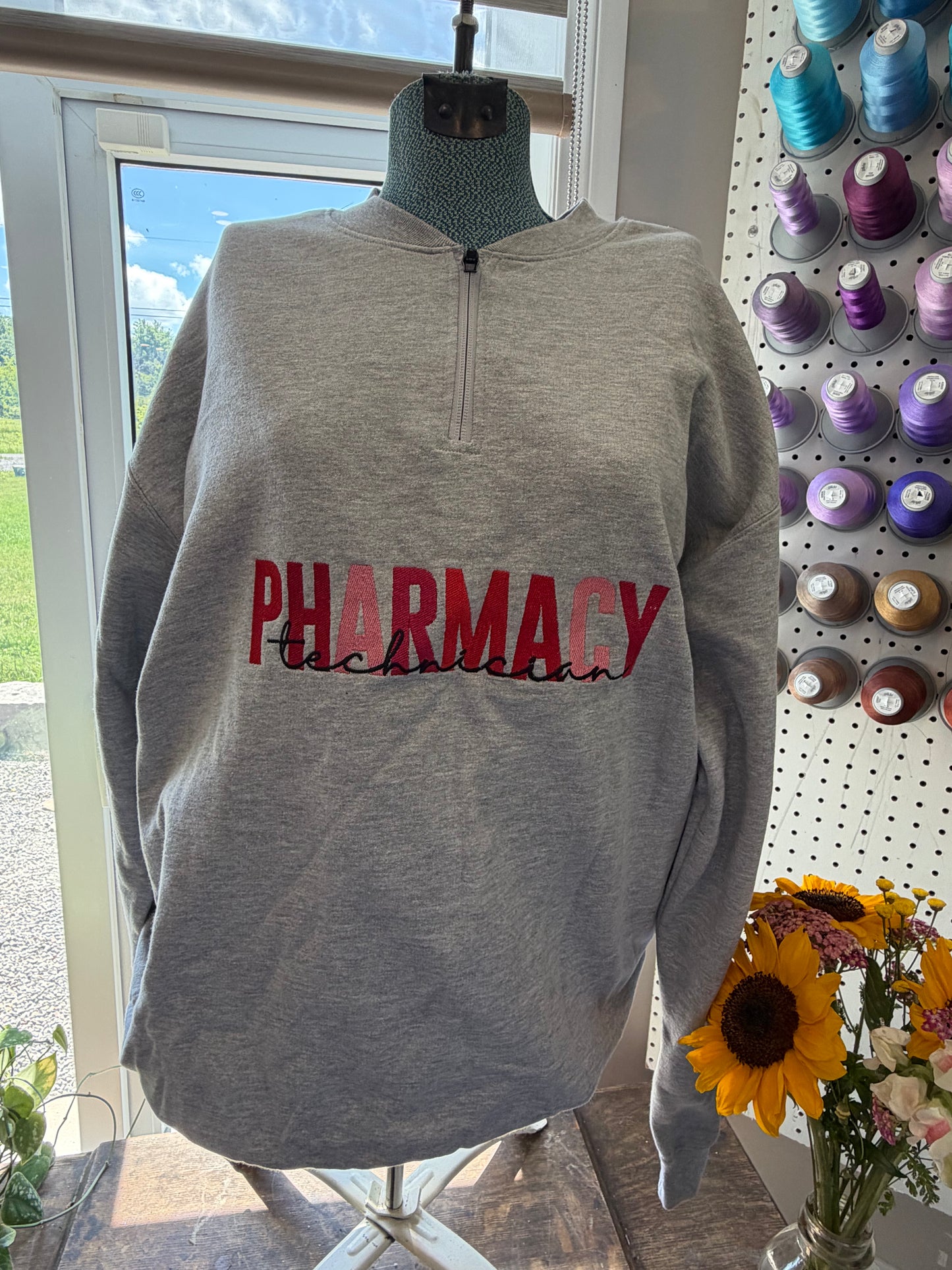 Large Heather Grey Pharmacy Tech 1/4 Zip