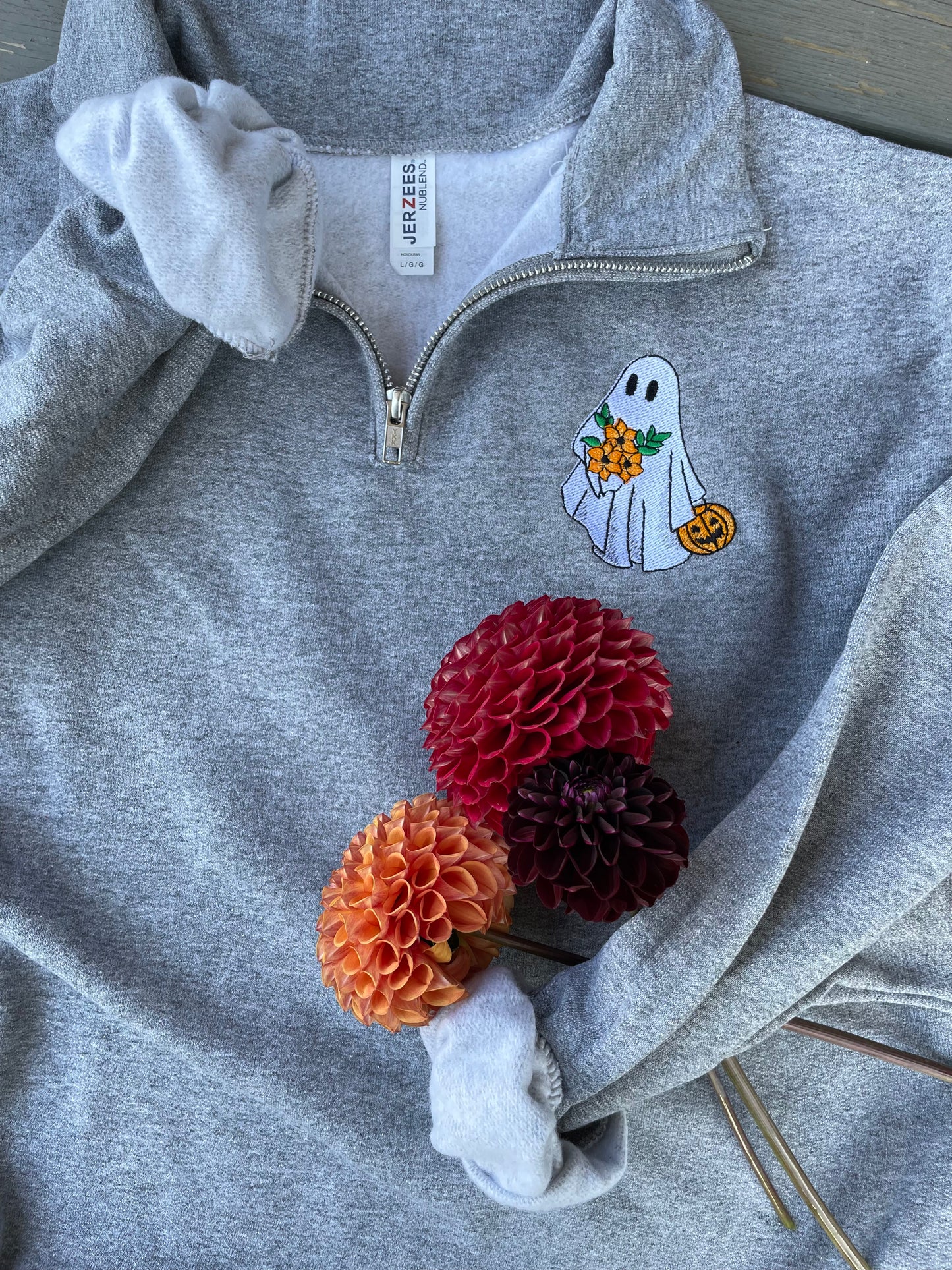 Flower Ghostie Spooky 1/4 Zip