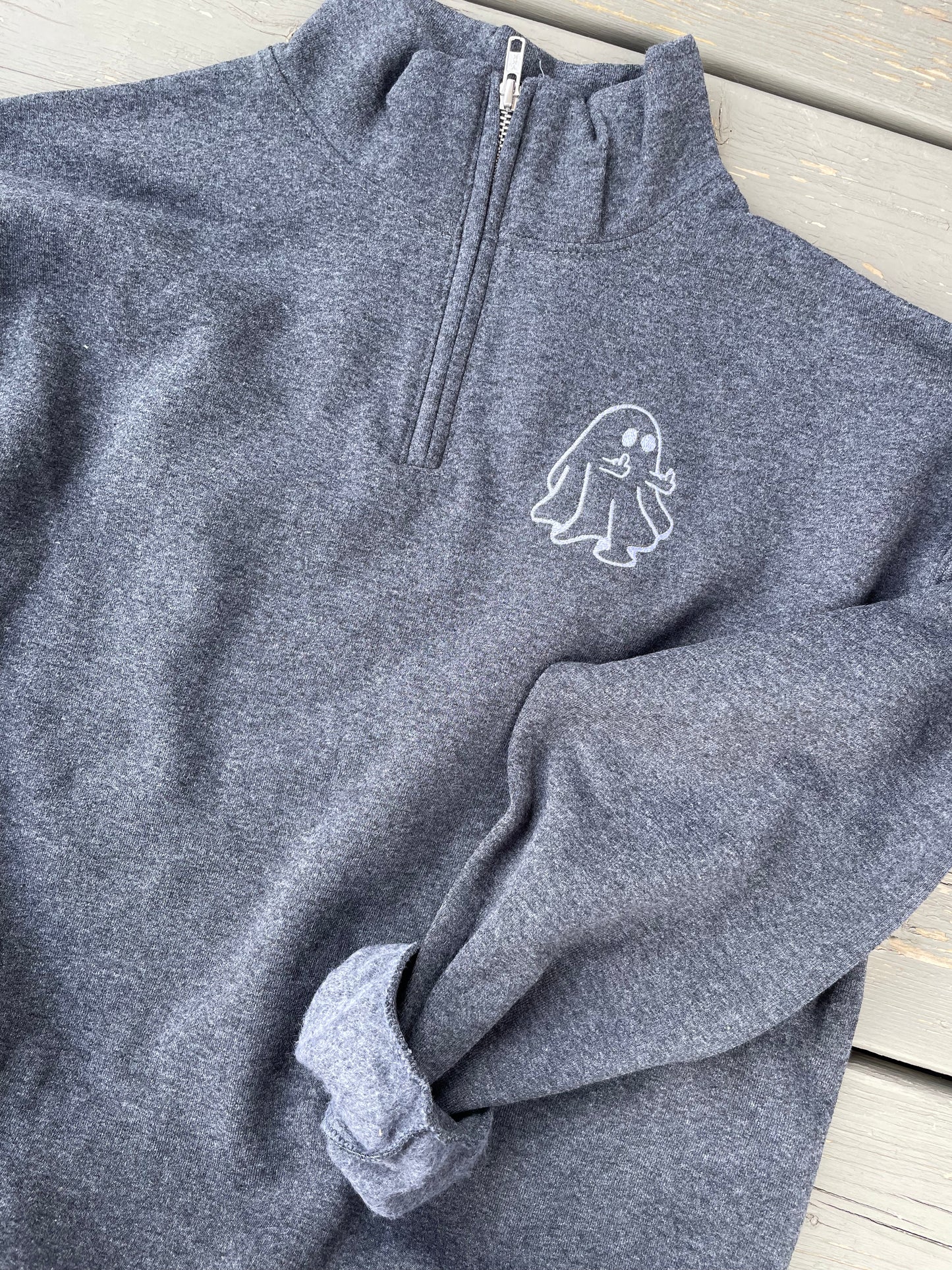Middle Finger Ghostie Spooky 1/4 Zip