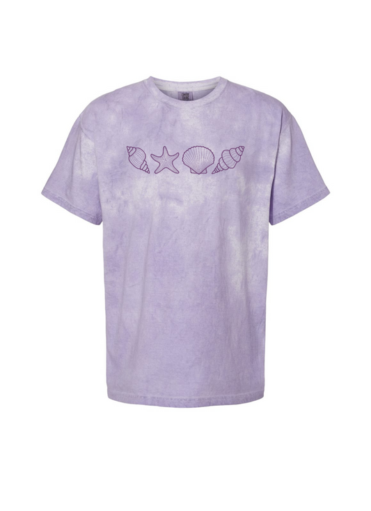Purple Tie Dye Coastal Shell Tee-Shirt