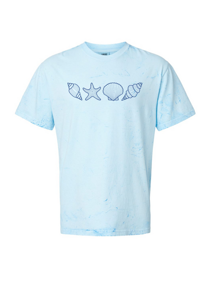 Blue Tie Dye Coastal Shell Tee-Shirt