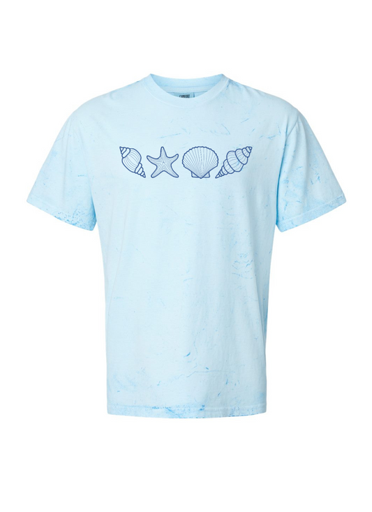 Blue Tie Dye Coastal Shell Tee-Shirt