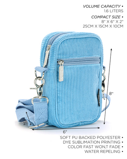 Crossbody Mini Brick Bag | Corduroy Blue