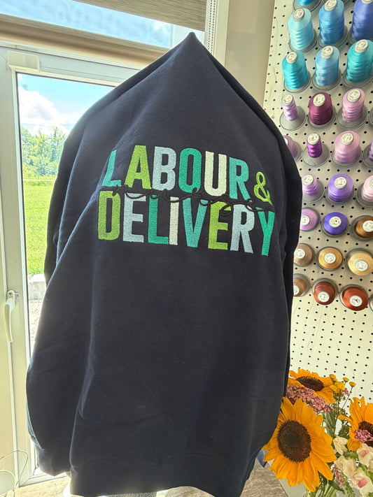 Medium Navy L&D Zip-UP Hoodie (blues/greens)
