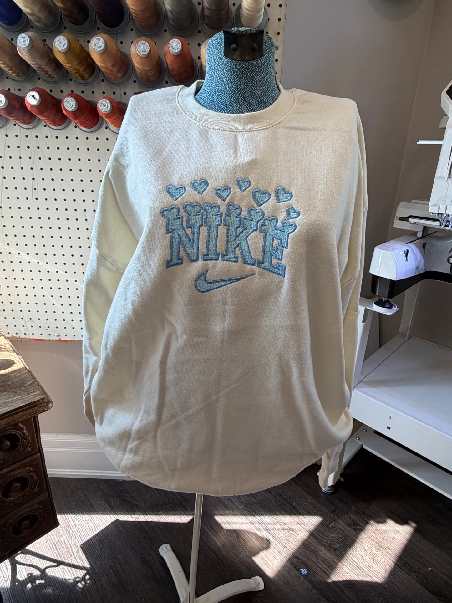 Large Ivory (blue) Nike Crew