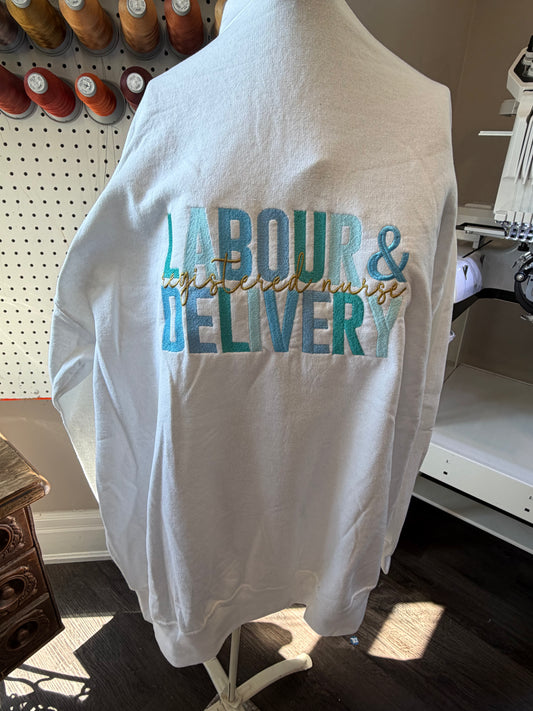 XL White L&D Zip-Up Hoodie