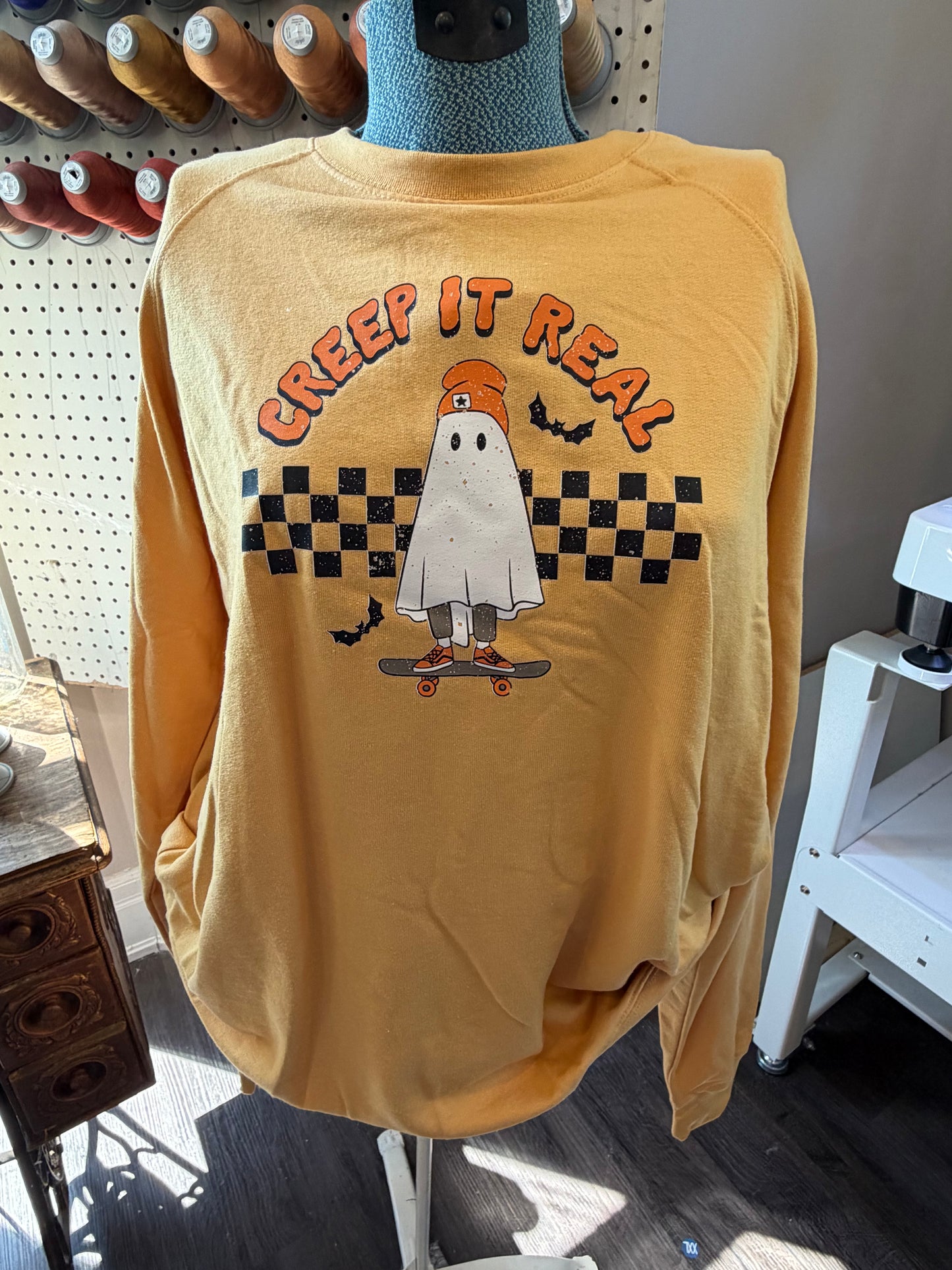 Medium Gold Yellow Creep it Real Light Crewneck (printed)