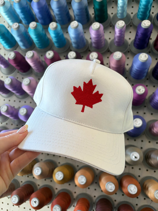 White/Red Maple Leaf Trucker Hat
