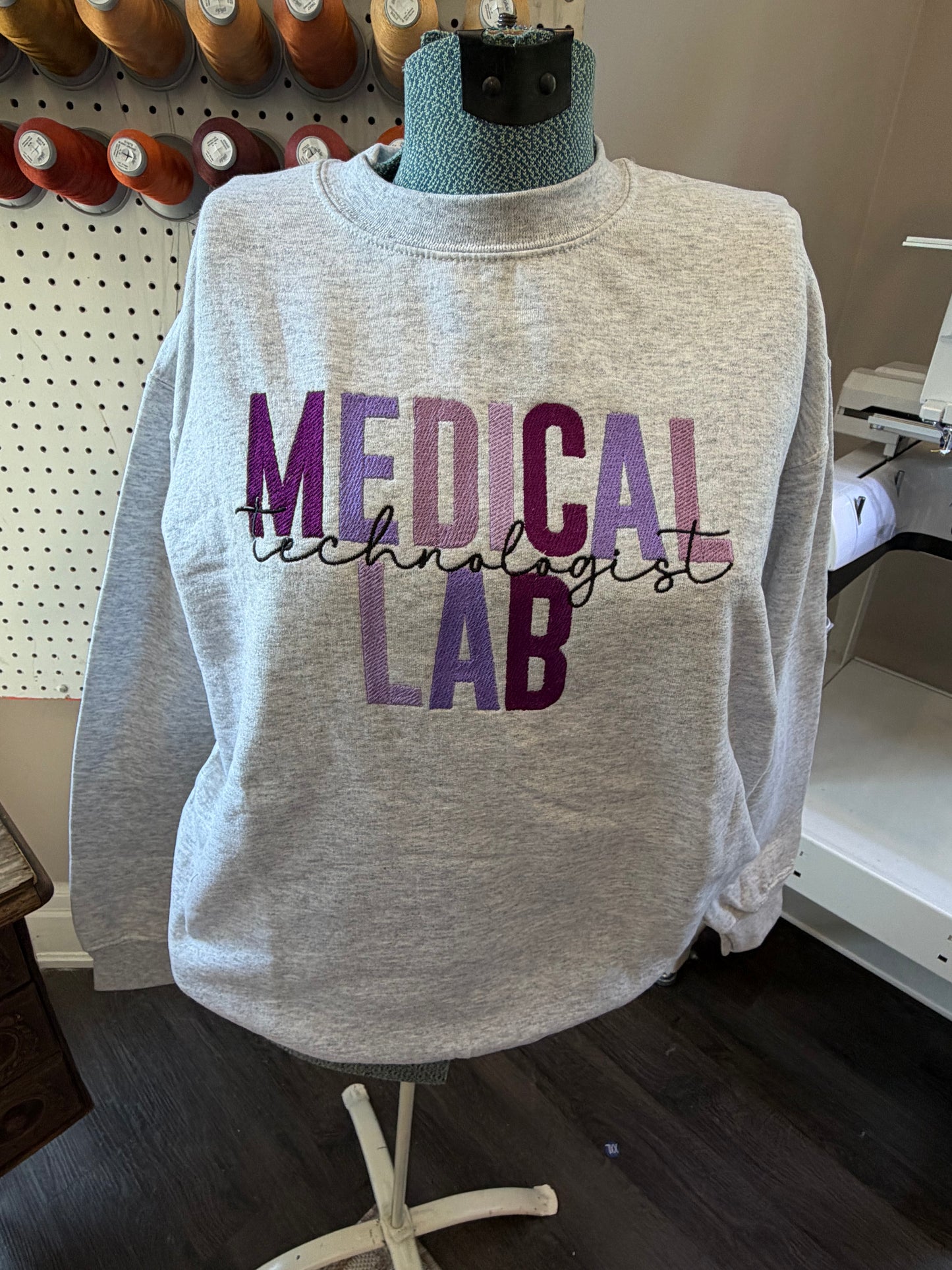 Medium Ash Grey Med Lab Tech (purples) Crew