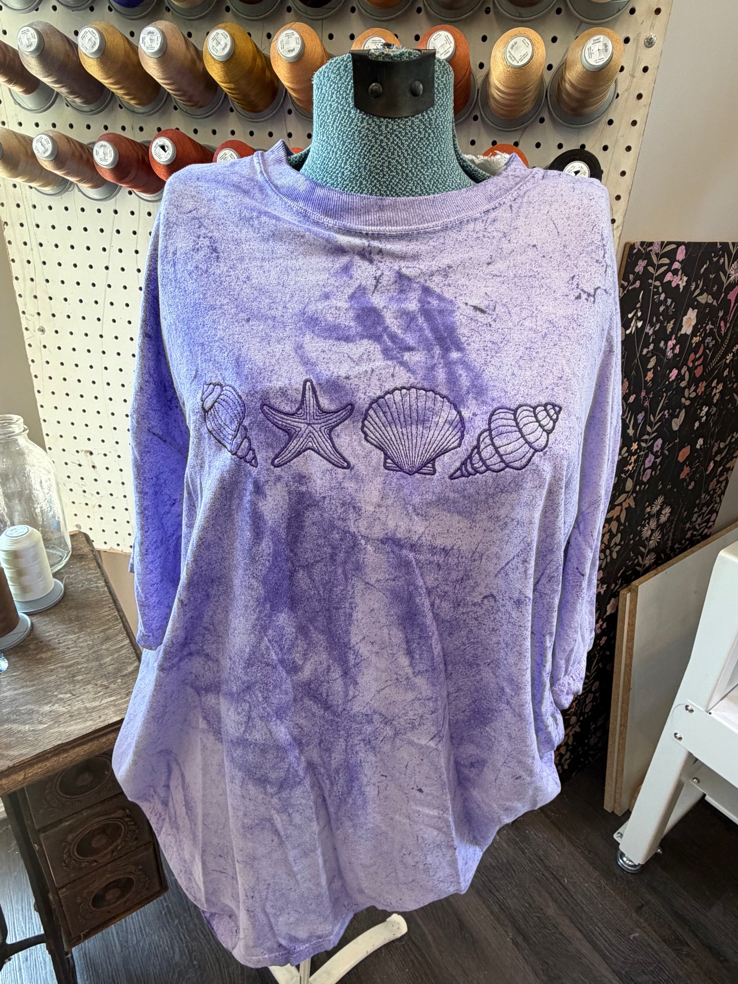 2XL Tye Dye Purple Sea Shells Tee
