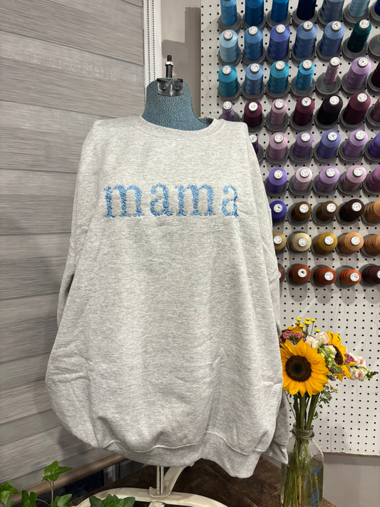 2XL Ash Grey Mama Floral Crew