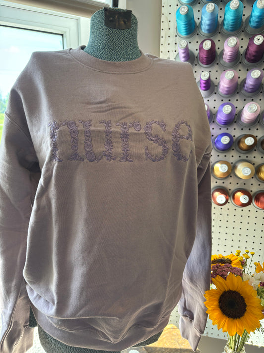 Medium Mauve Floral Nurse Crew