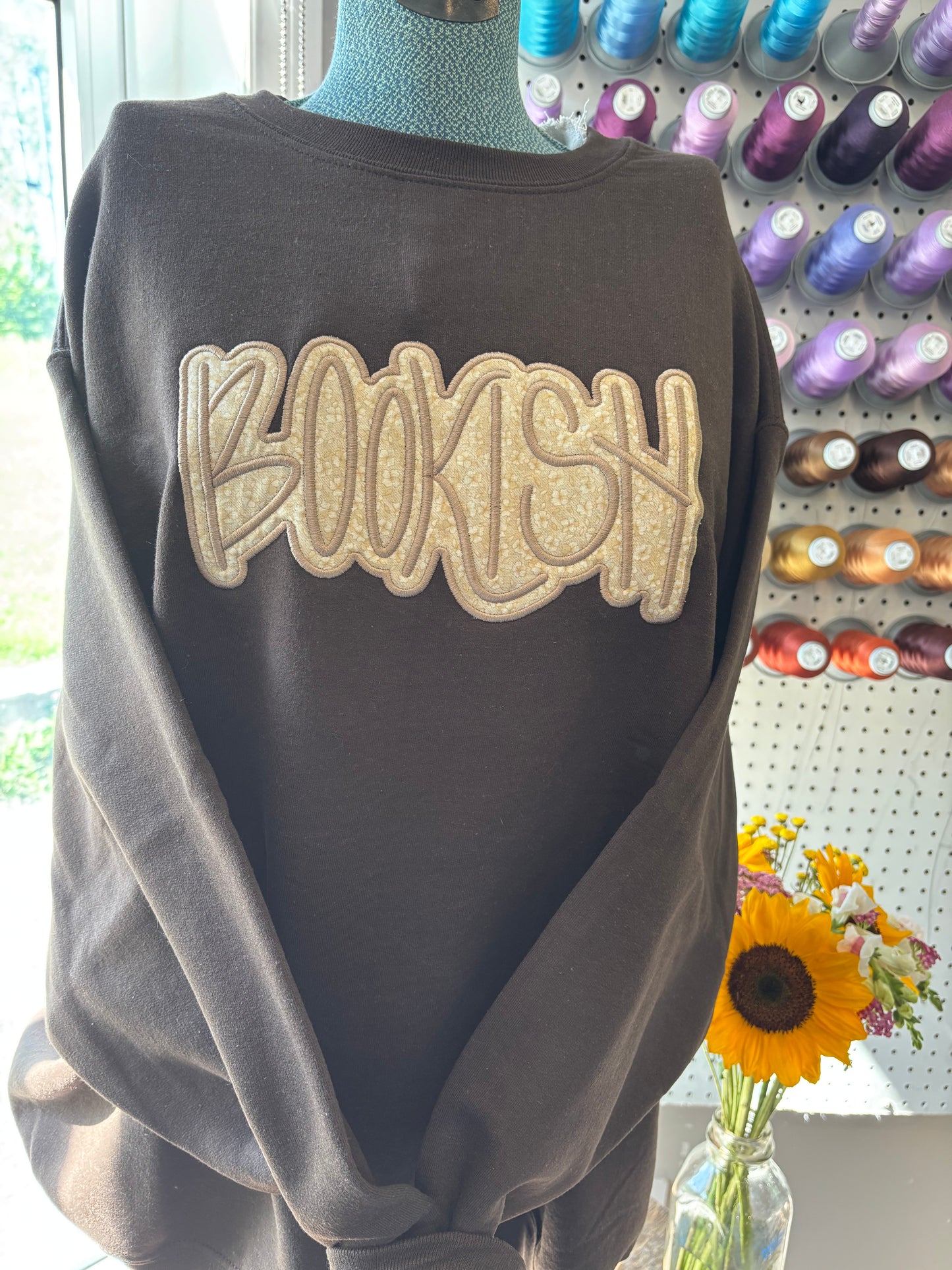 XL Dark Brown Bookish Fabric Crew