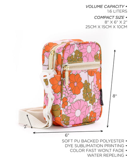 Crossbody Mini Brick Bag | Floral Red